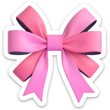3D emoji style pink bow with gothic effect, pastel pink to black gradient,, remove background sticker