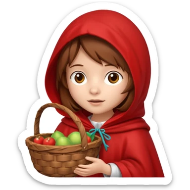 little red riding hood with brown hair 10 years old sticker