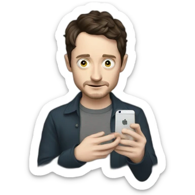 elijah wood with an iphone sticker
