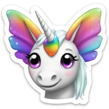 rainbow unicorn horned sparkling butterfly  sticker