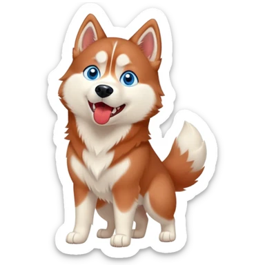 cute, disney-style red siberian husky with blue eyes, full body howling sticker