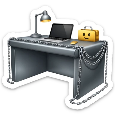 Desk draped in chains sticker