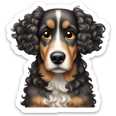 Black and tan merle curly haired dog with long floppy ears sticker