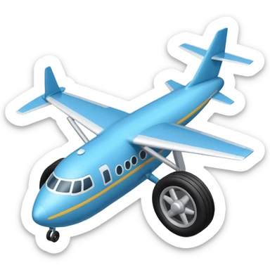 The aircraft's landing gear is one inflated, plump wheel with a strut, black in color, cartoon-style, isometric sticker