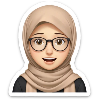 generate an image for funny emmoji for a girl with Hijab scarf and glasses and who is depressed want to cry but still laughing front of people and clearly struggling inside combin this two emoji 😅😭 sticker