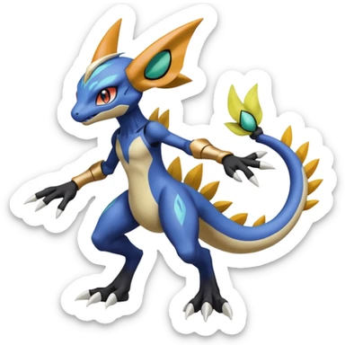 Meloetta-Greymon-Inteleon-Greninja-Pokémon-Fakémon-fusion-hybrid-creature sticker