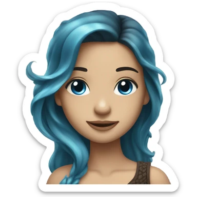 Kind siren with dark hair and blue eyes sticker