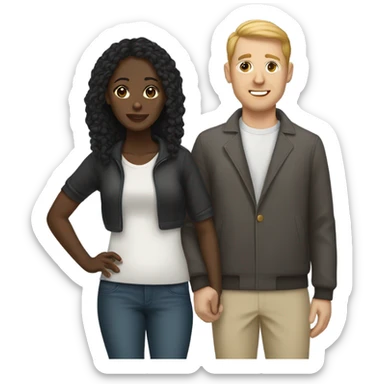 Interracial couple of a black woman and white man sticker