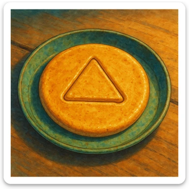 ghibli style dalgona candy with triangle shape, inspired by Squid Game sticker