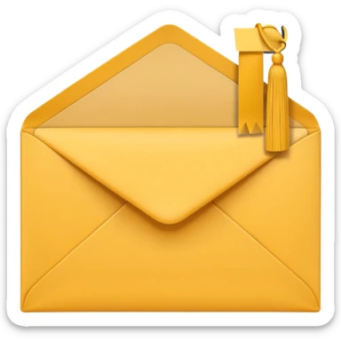 A simple emoji-style icon of a yellow manila envelope with subtle paper texture, clean edges, and a small graduation NUMBER  2017 group-photo icon on the front, representing class memories and archived academic records. sticker