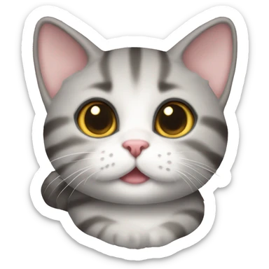 Grey striped munchkin cat laying sticker