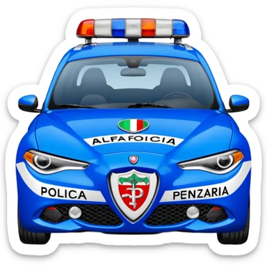 crea auto di servzio alfa romeo giulia tutta blu con la scritta sul lato polizia penitenziaria  sticker
