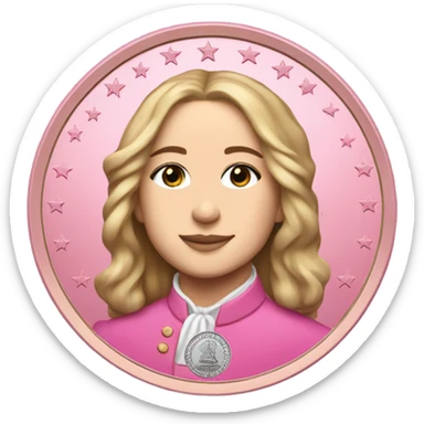 pink coin with sabrina carpenter’s face on it like george washington  sticker