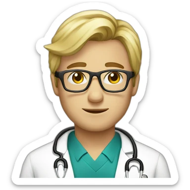 Blond male doctor with glasses profile pic sticker