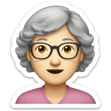 Chinese senior lady wear glasses with sleepylooks sticker