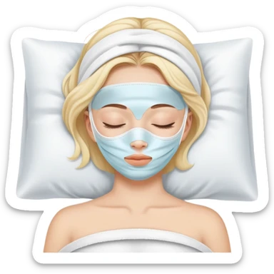 Girl sleeping peacefully with a white beauty face mask on, self care routine sticker