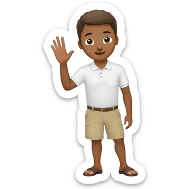 Pool attendant. white polo shirt. khaki shorts. waving. African american  sticker