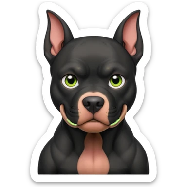 fully black pitbull with floppy goblin ears sticker