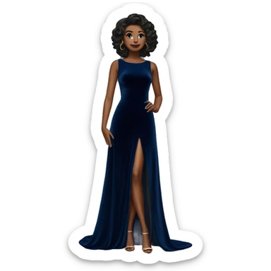 navy blue velvet thigh slit dress sticker