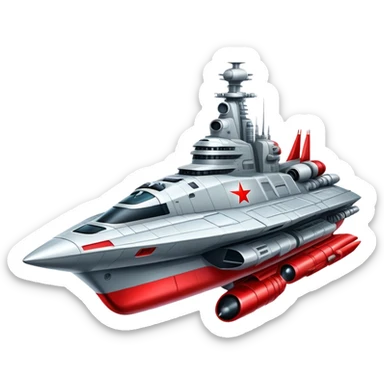 Futuristic Russian battle cruiser spaceship with red star insignia sticker