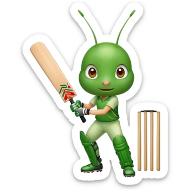 A cute Cricket playing Cricket  sticker