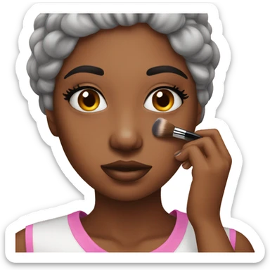 girl applying makeup sticker