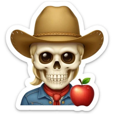 The apple skull, cowboy, and shushing emoji combined into one sticker