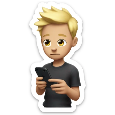 A blonde kid playing brawlstars in his phone  sticker