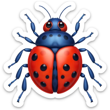  cute BLUE lady bug, 4 LEGS sticker