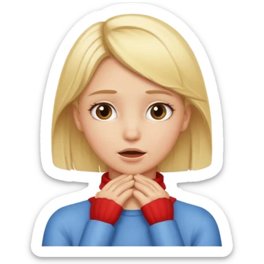 blonde girl with her hands around her throat sticker