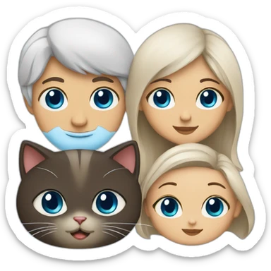 dad with brown eyes + mother with blue eyes + baby girl + one Persian cat sticker