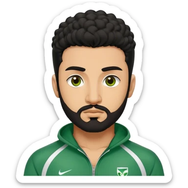 Abdul Ali : Age: Late 20s
Appearance: A strong-built South Asian man with permed hair black hair, a close shave beard, and dark brown eyes.
Outfit: Green player tracksuit  sticker