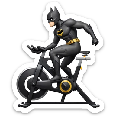 black Batman suit on a spinning bike sticker