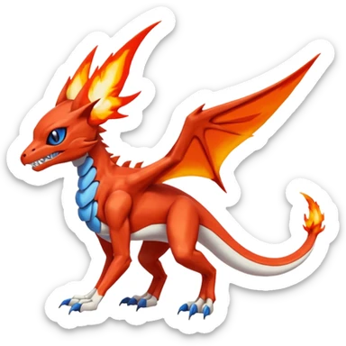 Skeletal Koraidon-Veemon-Digimon-Latias-Peppercat-Pokémon-Flamedramon-fusion-animal-hybrid-creature, Full body  sticker