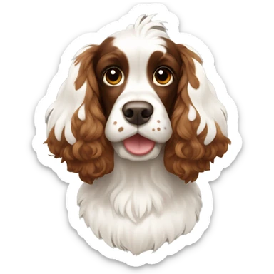 Brown and white Mohawk spotted Cocker spaniel with a Mohawk  sticker