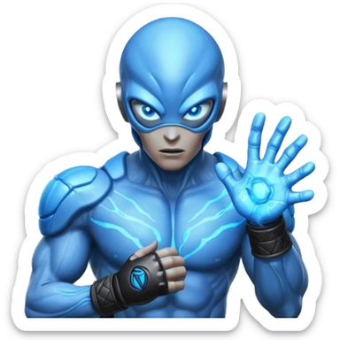 energy alien MMA fighter portrait, head and shoulders only, glowing veins, crackling aura, futuristic fight gloves, intense glowing eyes, 3D cartoon, mobile game icon style, clean background, no text, no watermark
 sticker