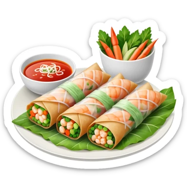 Vietnamese spring roll with shrimp, make it closed/fully wrapped sticker