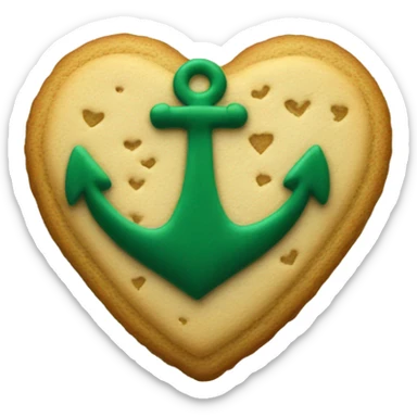 cookie heart with dark green anchor sticker
