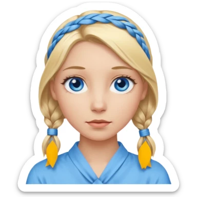 blonde girl with tied hair and blue eyes sticker