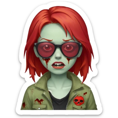Zombie girl with red hair and sun glasses sticker