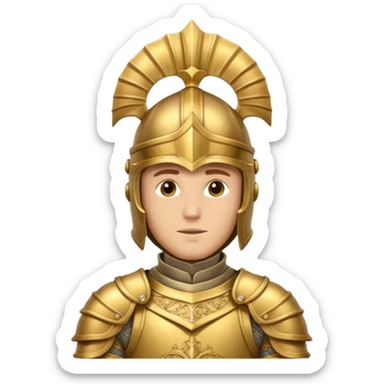a knight in gold armor sticker