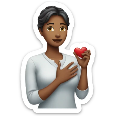 Woman with hand over her heart sticker