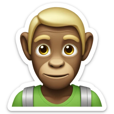 Monkey with blond hair and green eyes sticker