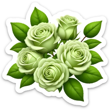 big bouquet Soft Green Tea Rose flower and bud, luxuriant, leaf, bud sticker
