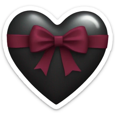 crystal black heart wrapped in a burgundy bow sticker