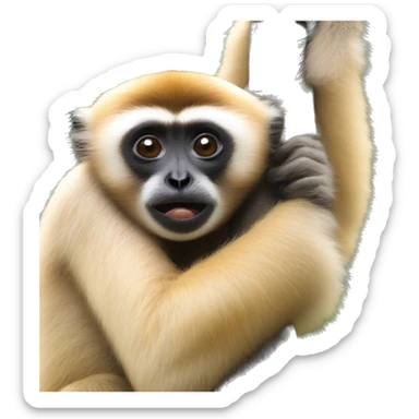gibbon qui fait un calin a un sotalia sticker