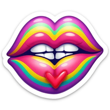 sealed with a kiss mark in psychedelic colors sticker