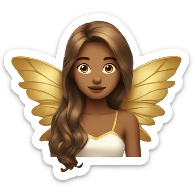 big wings, Beautiful, fairy, gold, brown, long hair sticker