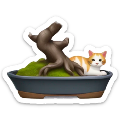 miniature bonsaï tree cherry blossoms cat sticker