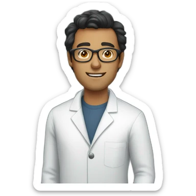 White man dark hair wearing glasses in a chemistry lab  sticker